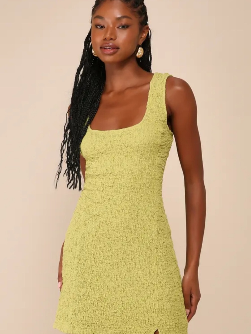 Lulu's Lime Textured Mini Dress